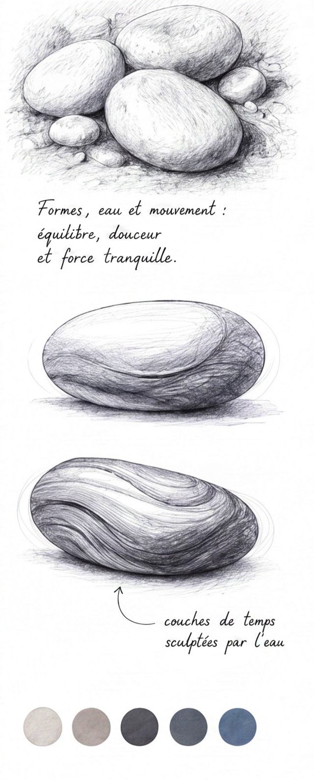 Croquis de galets de rivière
