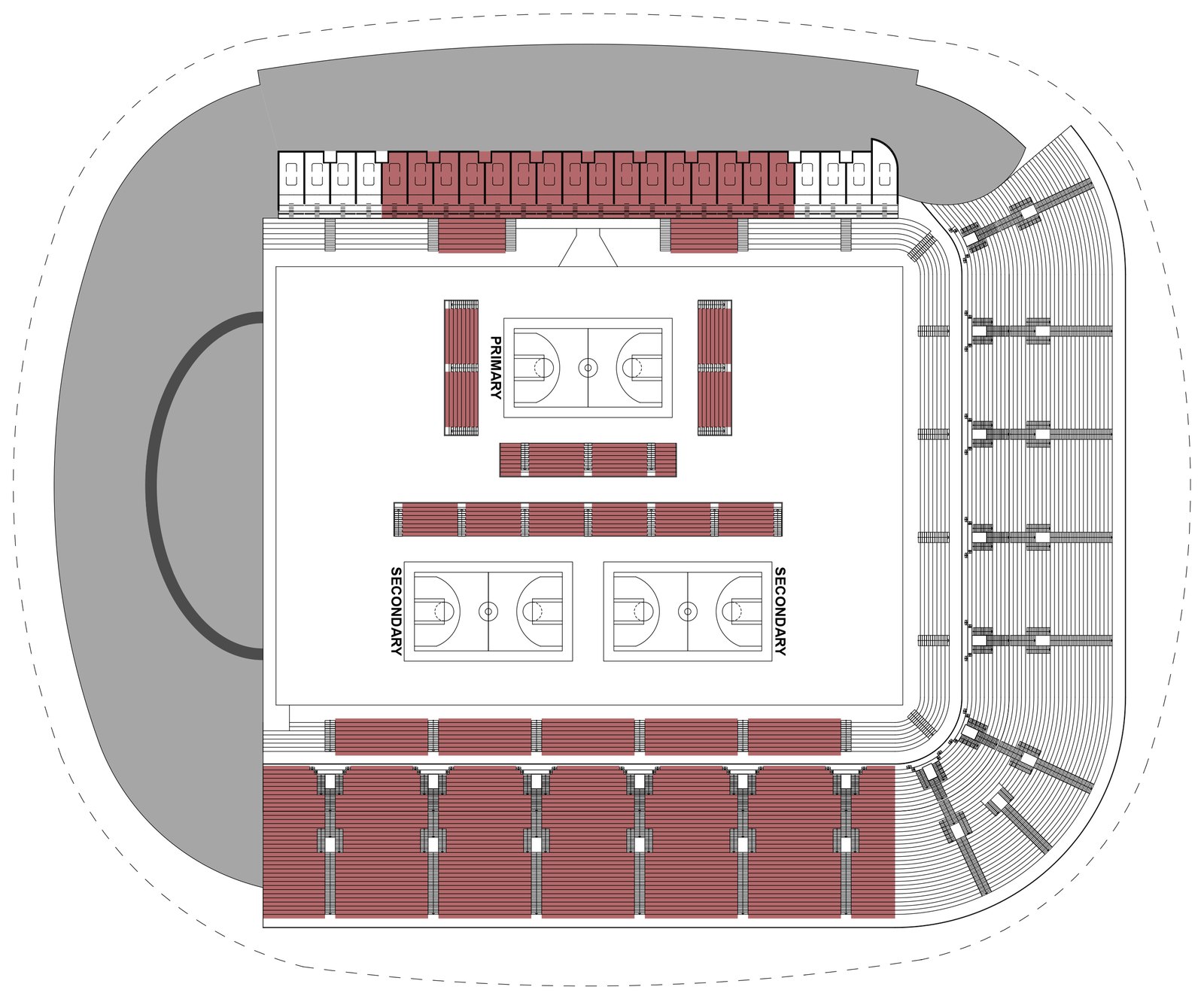 Plan du stade en configuration Basketball
