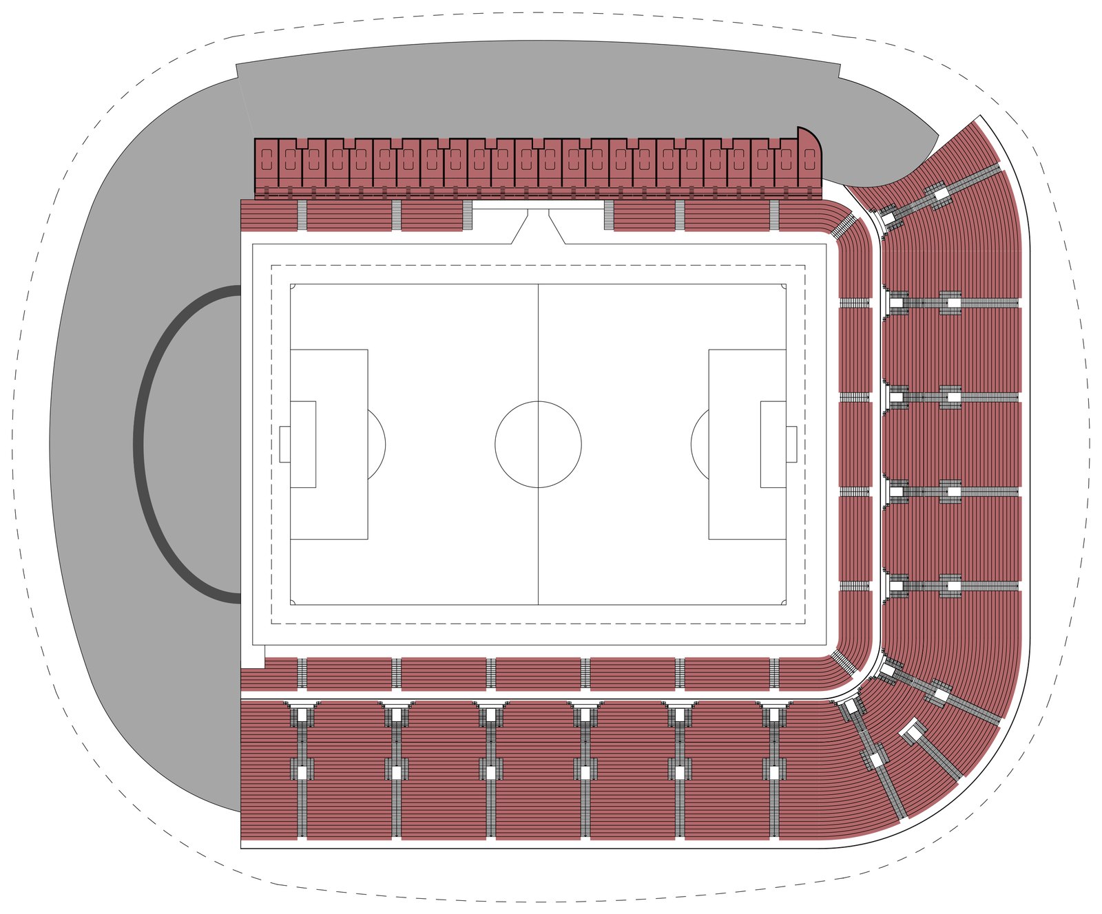 Plan du stade en configuration Football