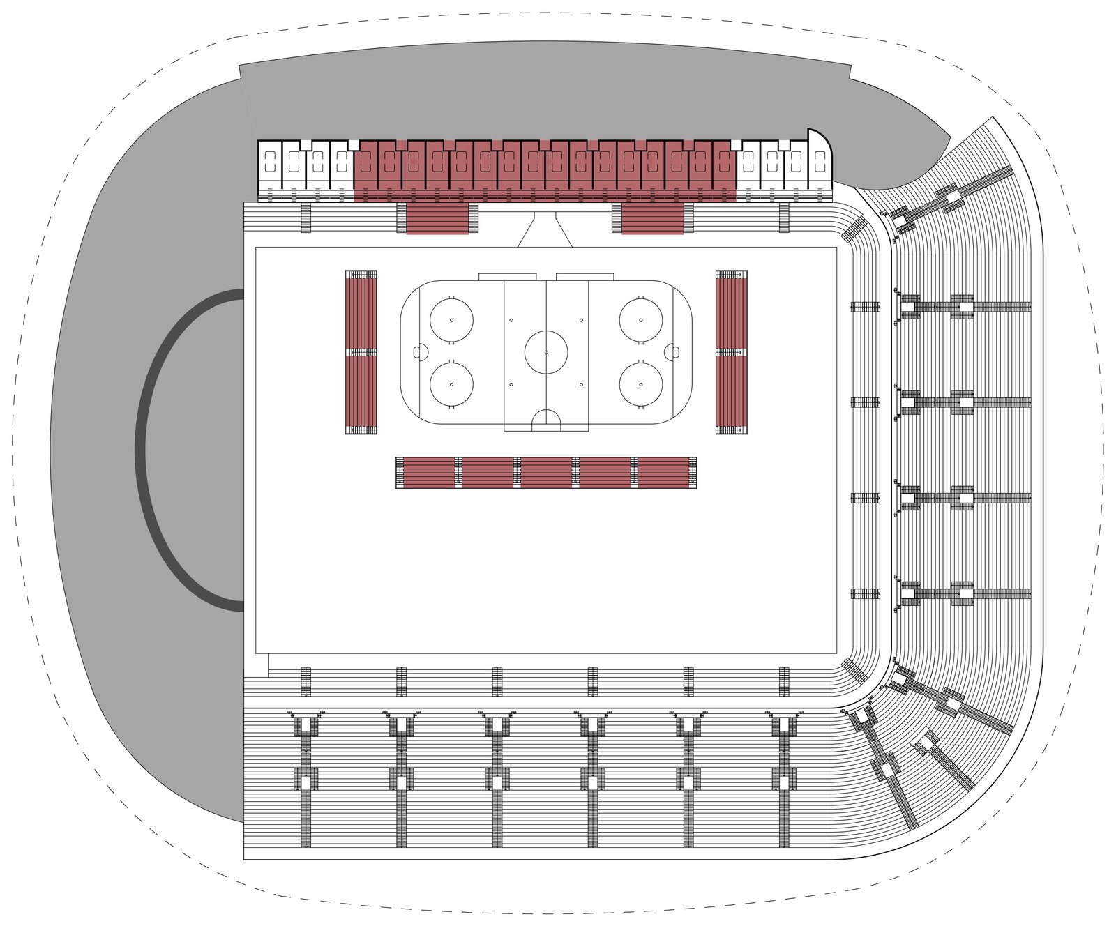 Plan du stade en configuration Hockey